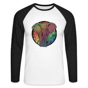 Elephant cartoon - Unisex Long Sleeve Baseball T-Shirt - white/black - Front - Nik (191cm)