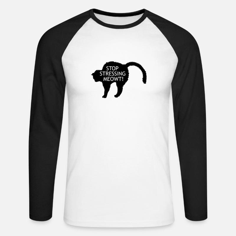 Gestresste Katze - Katzendesign Geschenkidee - Unisex Baseballshirt langarm - Weiß/Schwarz