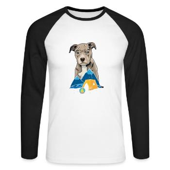 Pit Bull Terrier Pitbull Camping Camping Gift - Unisex Long Sleeve Baseball T-Shirt - white/black - Front - Nik (191cm)