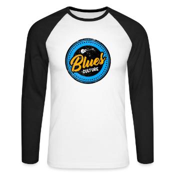 Blues guitar guitarist musical instrument music - Unisex Long Sleeve Baseball T-Shirt - white/black - Front - Nik (191cm)