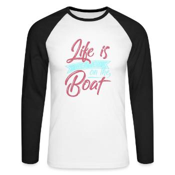 Boot Segeln Ozean Törn Segelboot - Unisex Baseballshirt langarm - Weiß/Schwarz - Vorne - Nik (191cm)