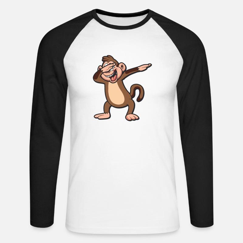 Dabbing Monkey - Unisex Baseballshirt langarm - Weiß/Schwarz