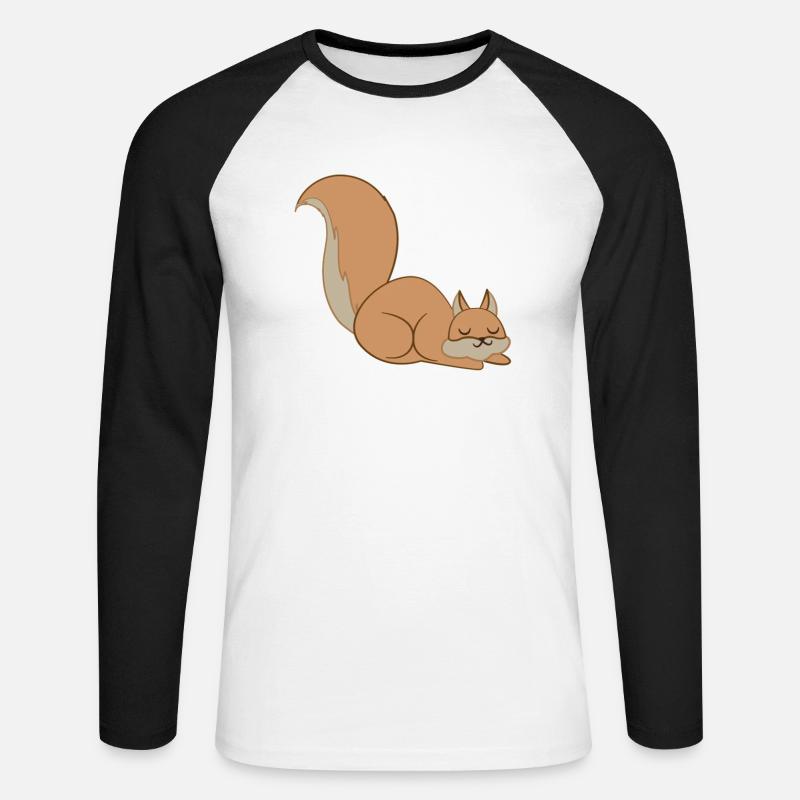 Eichhörnchen - Eichhörnchenfan - Schlafen - Unisex Baseballshirt langarm - Weiß/Schwarz