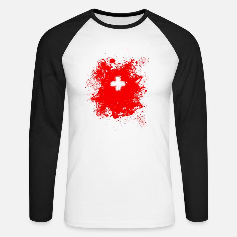 Schweiz Schweizer 1.August Stolz Geschenk - Unisex Baseballshirt langarm - Weiß/Schwarz