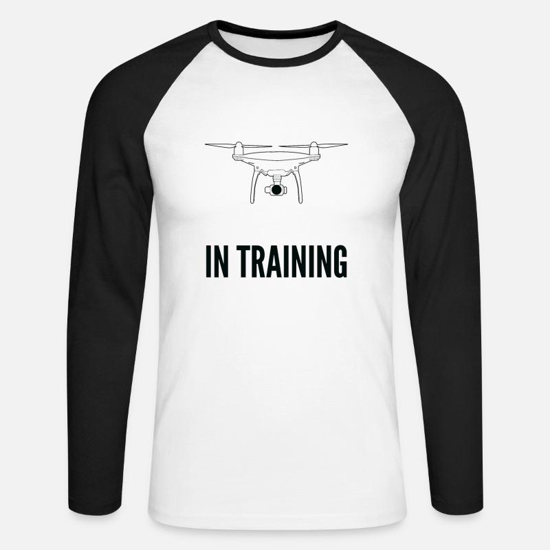 DRONE - Drone pilot in training - Unisex Baseballshirt langarm - Weiß/Schwarz
