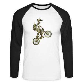 BMX Tarnung grün - Unisex Baseballshirt langarm - Weiß/Schwarz - Vorne - Nik (191cm)