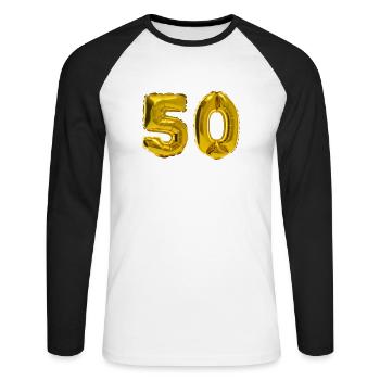 50 years - Unisex Long Sleeve Baseball T-Shirt - white/black - Front - Nik (191cm)