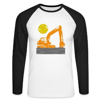 Bagger Bauarbeiter Baustelle Baggern Kinder - Unisex Baseballshirt langarm - Weiß/Schwarz - Vorne - Nik (191cm)