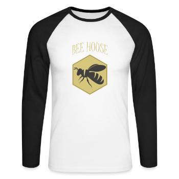 Bienen Logo Bienen Haus - Unisex Baseballshirt langarm - Weiß/Schwarz - Vorne - Nik (191cm)