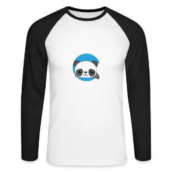 Panda - Panda T-Shirt - Pandamotiv - Geschenk - Unisex Baseballshirt langarm - Weiß/Schwarz - Vorne - Nik (191cm)
