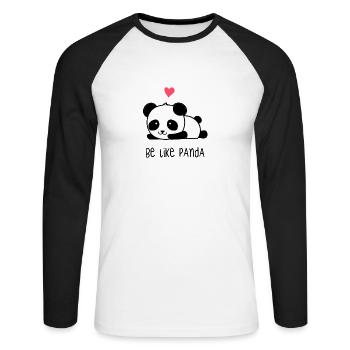 Niedlicher Süßer Panda - Unisex Baseballshirt langarm - Weiß/Schwarz - Vorne - Nik (191cm)