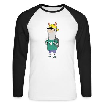 alpaca - Unisex Long Sleeve Baseball T-Shirt - white/black - Front - Nik (191cm)