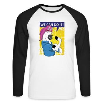 We can do it Unicorn Unicorn Women's Power Girlpower - Unisex Long Sleeve Baseball T-Shirt - white/black - Front - Nik (191cm)