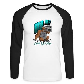 Gorilla Musique Dfs - T-shirt baseball manches longues Homme - blanc/noir - Devant - Nik (191cm)