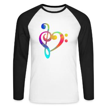Clef Bass Clef Shirt Music Musician - Unisex Long Sleeve Baseball T-Shirt - white/black - Front - Nik (191cm)