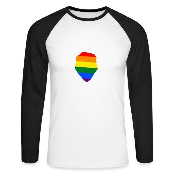 Supergay Gay Pride LGBT LGBTQ Q Queer cadeau - T-shirt baseball manches longues Homme - blanc/noir - Devant - Nik (191cm)