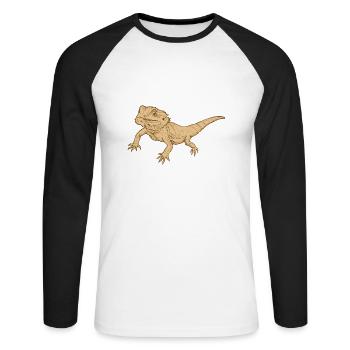 dragon barbu - T-shirt baseball manches longues Homme - blanc/noir - Devant - Nik (191cm)