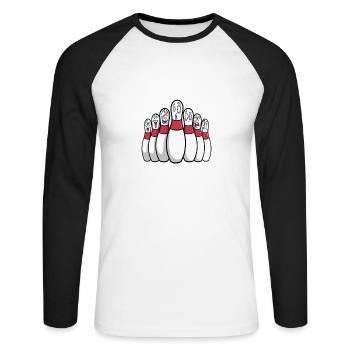 Kegel Gott - Unisex Baseballshirt langarm - Weiß/Schwarz - Vorne - Nik (191cm)