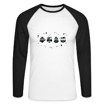 Petits hiboux drôles - noir et blanc - T-shirt baseball manches longues Homme - blanc/noir - Devant - Nik (191cm)