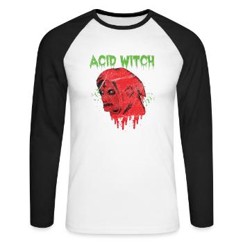 Witch - Acid witch grudge - Unisex Baseballshirt langarm - Weiß/Schwarz - Vorne - Nik (191cm)