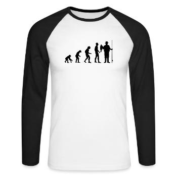 Fischer Fischen Angeln Angler Hobby Geschenkidee - Unisex Baseballshirt langarm - Weiß/Schwarz - Vorne - Nik (191cm)