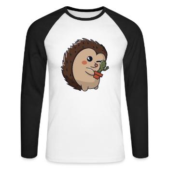 Hérisson épineux - T-shirt baseball manches longues Homme - blanc/noir - Devant - Nik (191cm)