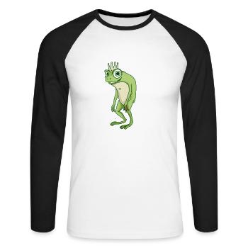 Kikker Shirt Prins - Mannen baseballshirt lange mouw - wit/zwart - Voor - Nik (191cm)