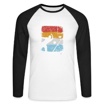 Bowling et cônes Vintage rétro cadeau - T-shirt baseball manches longues Homme - blanc/noir - Devant - Nik (191cm)