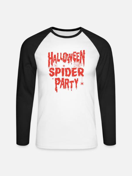 HALLOWEEN SPIDER PARTY - Unisex Baseballshirt langarm - Weiß/Schwarz