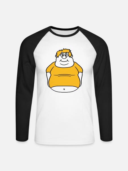 circle ball man fat thick clipart cartoon cartoon lu - Unisex Long Sleeve Baseball T-Shirt - white/black