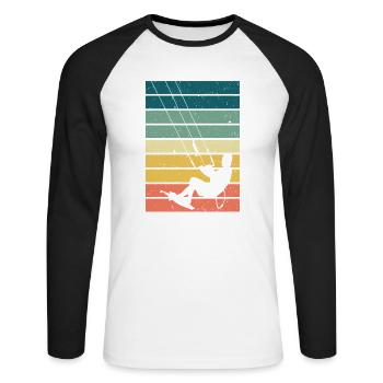 Kitesurfen - Kiteboard Kite Surfen Surfer Geschenk - Unisex Baseballshirt langarm - Weiß/Schwarz - Vorne - Nik (191cm)