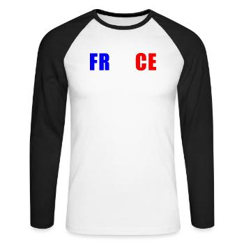 Frankreich Fussball Französisches Trikot T-Shirt - Unisex Baseballshirt langarm - Weiß/Schwarz - Vorne - Nik (191cm)