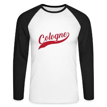 Cologne - T-shirt baseball manches longues Homme - blanc/noir - Devant - Nik (191cm)