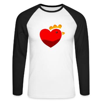 Poulet Amour Poulet Coq Hüner Poulet Race De Poulet - T-shirt baseball manches longues Homme - blanc/noir - Devant - Nik (191cm)
