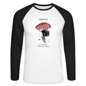 Roemerhelm Crista - Unisex Baseballshirt langarm - Weiß/Schwarz - Vorne - Nik (191cm)