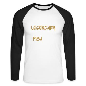 Pêcher pêcher pêche - T-shirt baseball manches longues Homme - blanc/noir - Devant - Nik (191cm)