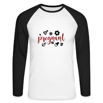 pregnant baby child born birth gift idea - Unisex Long Sleeve Baseball T-Shirt - white/black - Front - Nik (191cm)