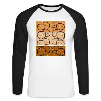 Rétro tofu - T-shirt baseball manches longues Homme - blanc/noir - Devant - Nik (191cm)