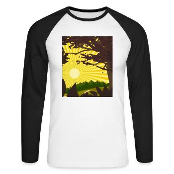 Natur - Unisex Baseballshirt langarm - Weiß/Schwarz - Vorne - Nik (191cm)