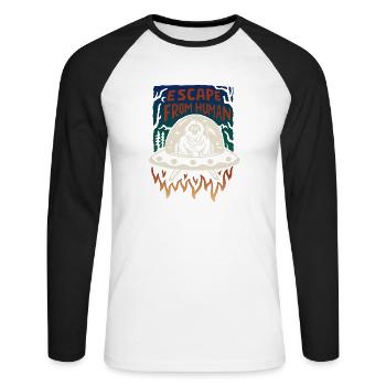 Échapper à l'humain - T-shirt baseball manches longues Homme - blanc/noir - Devant - Nik (191cm)