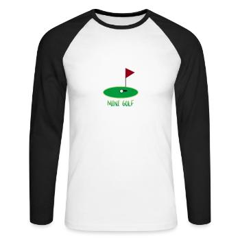 Minigolf - Unisex Baseballshirt langarm - Weiß/Schwarz - Vorne - Nik (191cm)