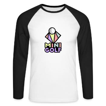 Minigolf - Unisex Baseballshirt langarm - Weiß/Schwarz - Vorne - Nik (191cm)