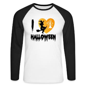 I love Halloween - Unisex Long Sleeve Baseball T-Shirt - white/black - Front - Nik (191cm)
