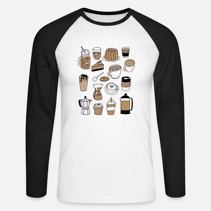 Kaffeekränzchen / Kaffee und Kuchen - Unisex Baseballshirt langarm - Weiß/Schwarz