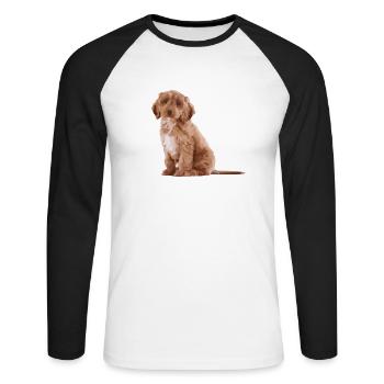 Evolution Of Cockapooss - Unisex Baseballshirt langarm - Weiß/Schwarz - Vorne - Nik (191cm)