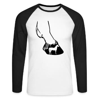 Pferd Huf Schwarz Weiss Geschenk - Unisex Baseballshirt langarm - Weiß/Schwarz - Vorne - Nik (191cm)