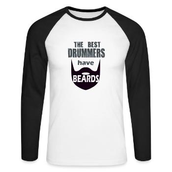 Les meilleurs batteurs ont des barbes - T-shirt baseball manches longues Homme - blanc/noir - Devant - Nik (191cm)