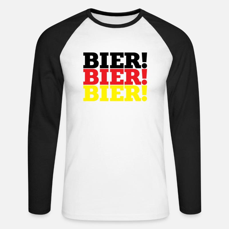 - Bier! Bier! Bier! - Unisex Baseballshirt langarm - Weiß/Schwarz
