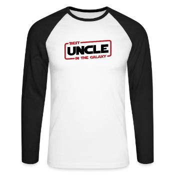 Bester Onkel - Best Uncle Galaxy - Sci-Fi Geschenk - Unisex Baseballshirt langarm - Weiß/Schwarz - Vorne - Nik (191cm)