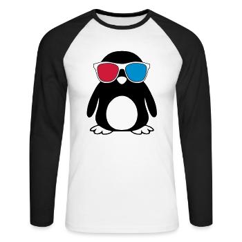 Swaggy Penguin - T-shirt baseball manches longues Homme - blanc/noir - Devant - Nik (191cm)